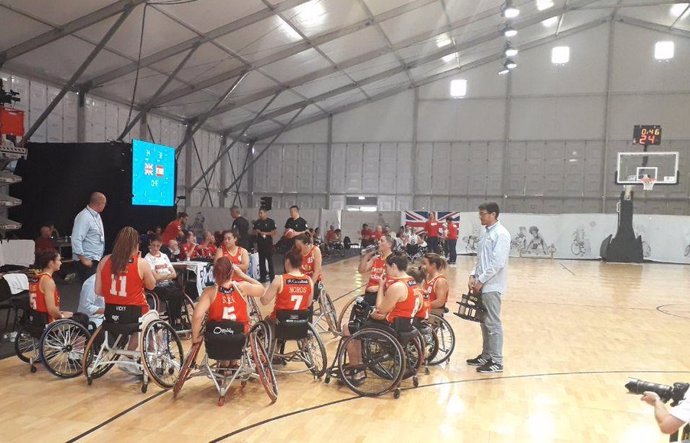 La selección española femenina de baloncesto en silla de ruedas, en un partido