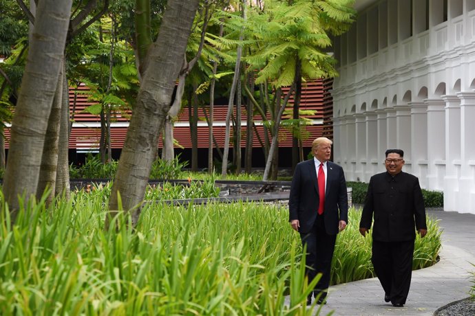 El presidente de EEUU, Donald Trump, y el líder norcoreano, Kim Jong Un. 