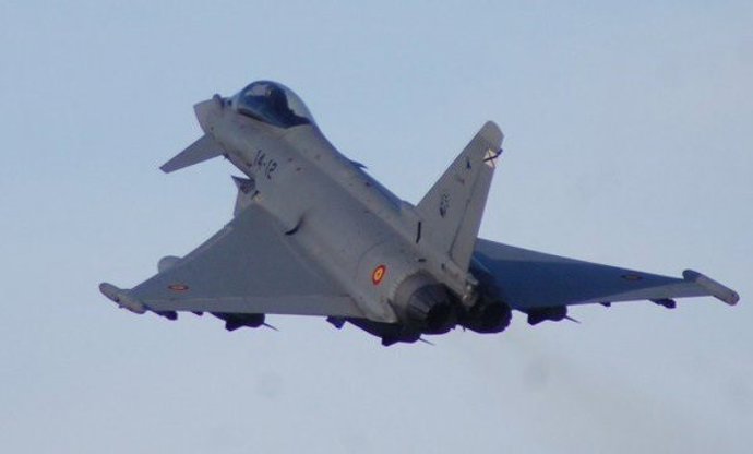 Un 'caza' Eurofighter, en la misión de la Policía Aérea del Báltico