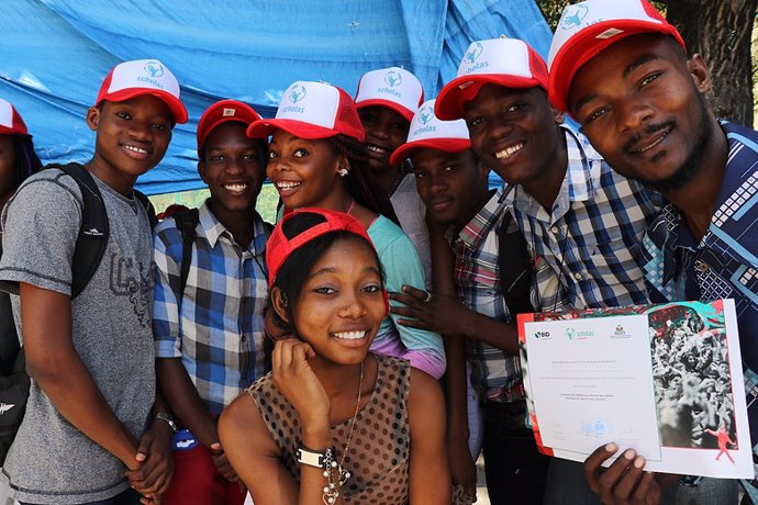 Los estudiantes de Scholas Ciudadanía Cap Haitien al finalizar la experiencia