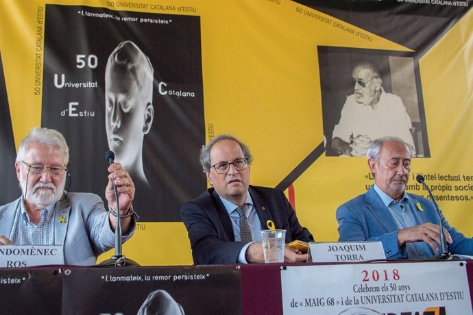 Joandemènec Ros (UCE) president Quim Torra, Jordi Casassas (UCE)