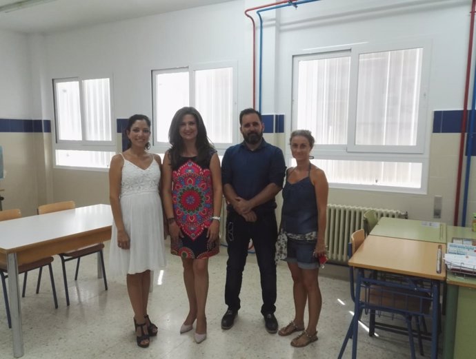 Visita a las obras de climatización en el instituto de Baños de la Encina.