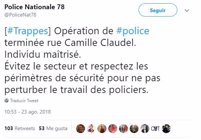 Tuit de la policia francesa 