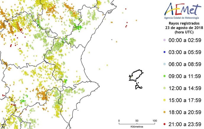 Gráfico de los rayos 
