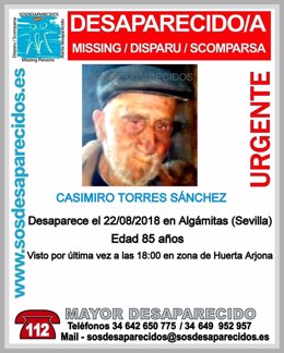 Localizado el hombre de 85 años de edad desaparecido en Algámitas