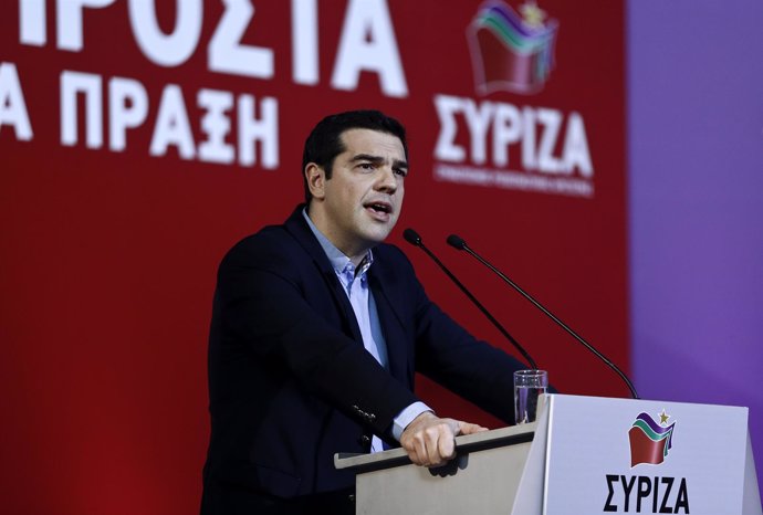 El primer ministro griego, Alexis Tsipras, en un acto de SYRIZA