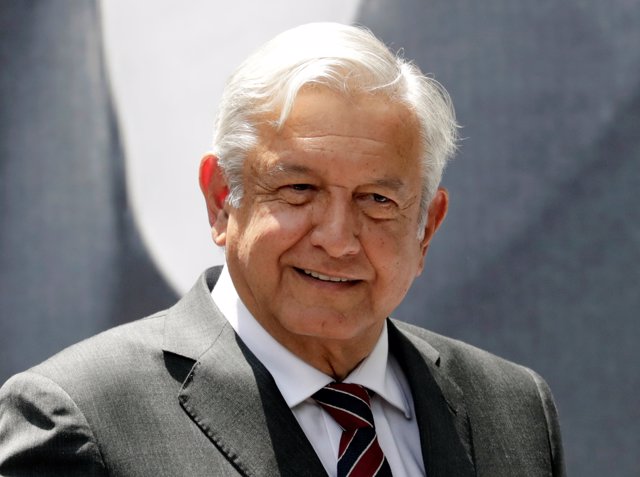 Mexico's president-elect Andres Manuel Lopez Obrador gestures during a news conf