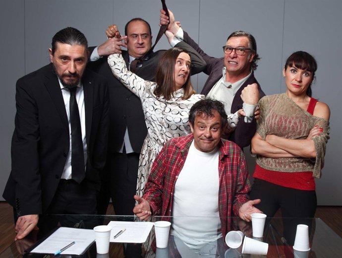 Els actors D.Bagés, À.Casanovas, M.Glaenzel, X.Serrano, M.Sans i S.Garanchana