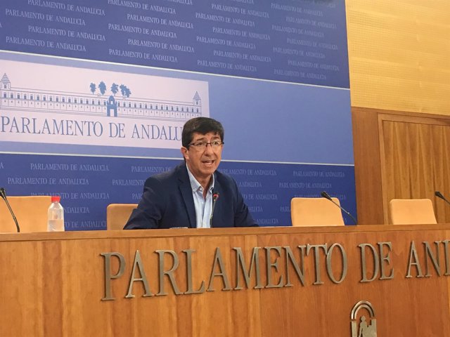 El líder andaluz de Cs, Juan Marín, en rueda de prensa