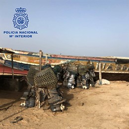 Cayucos en la costa de Mauritania