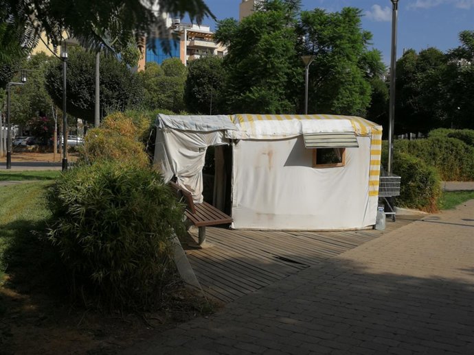 Una infravivienda en el parque de Ses Estacions