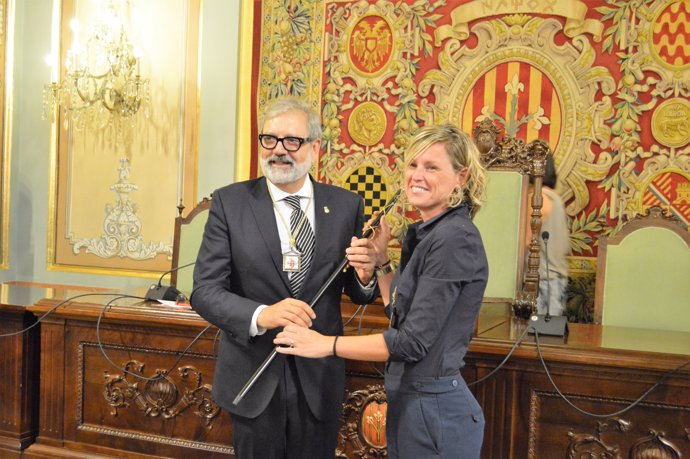 L'alcalde de Lleida, Félix Larrosa, i la primera tinent d'alcalde M.Mínguez