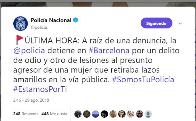 Tuit d'@Policia