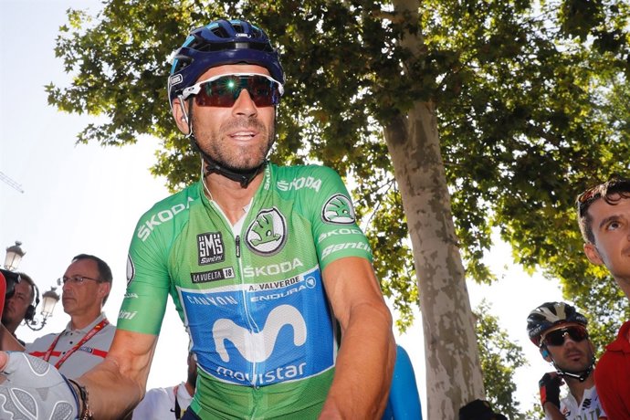 Alejandro Valverde antes de la salida de la quinta etapa de La Vuelta