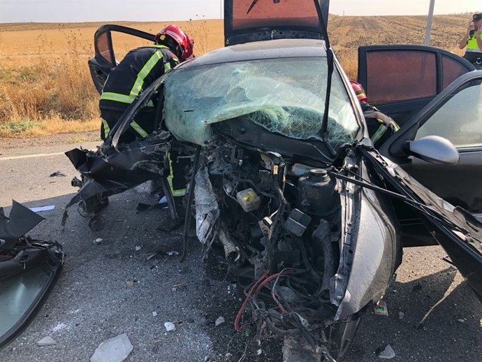 Estado del vehículo tras el accidente en Gerena
