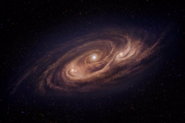 Impresión artística de la "galaxia monstruosa" COSMOS-AzTEC-1
