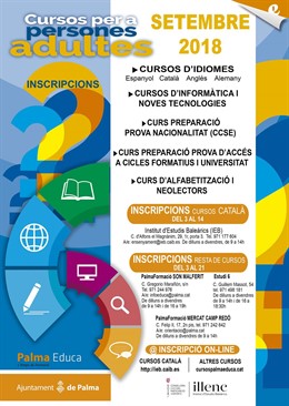 Cartel cursos para adultos de Cort