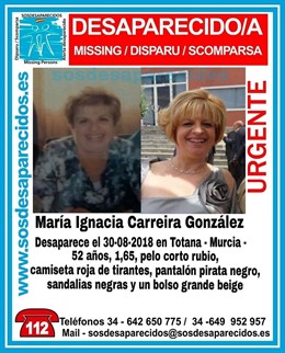 Imagen de la mujer desaparecida