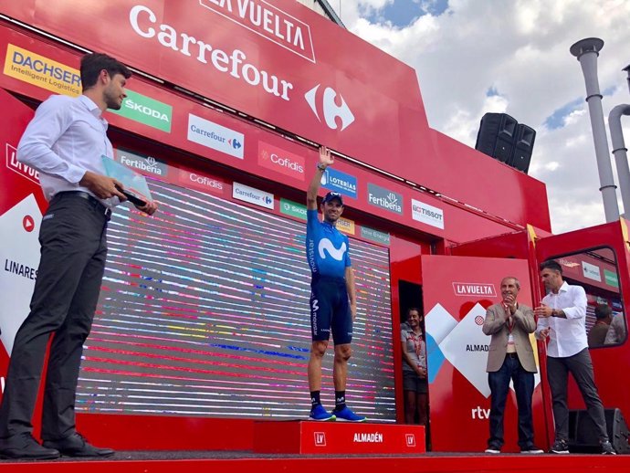 Alejandro Valverde (Movistar Team), tras ganar la etapa 8 de La Vuelta