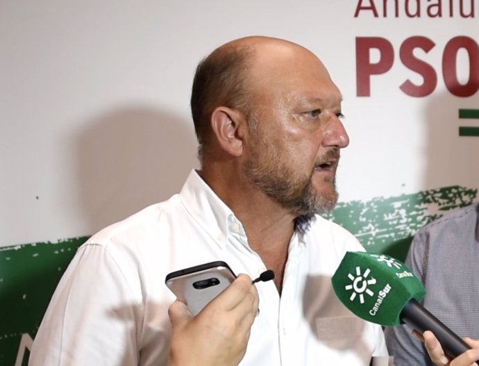 Antonio Pradas (PSOE-A) atiende a los medios en Sevilla