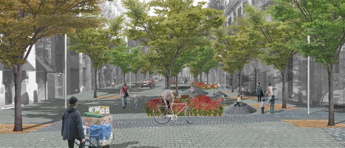 Actuaciones de reurbanización de un nuevo tramo de la calle Comerç 