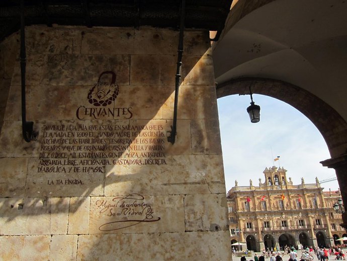 Nueva inscripción sobre Miguel de Cervantes.                               