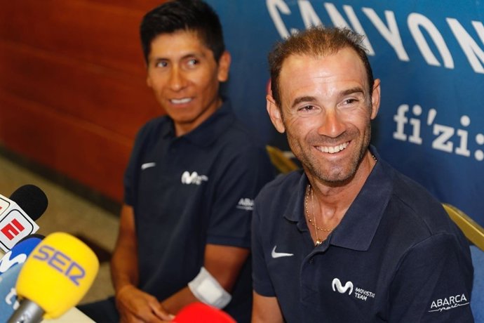 Alejandro Valverde y Nairo Quintana en rueda de prensa
