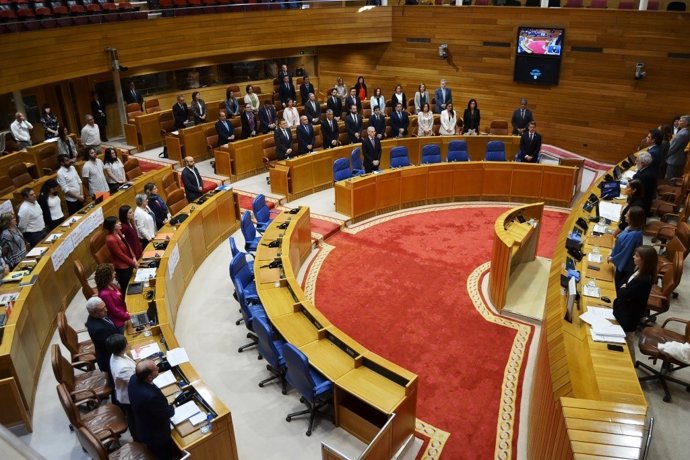 Minuto de silencio en el Parlamento de Galicia por el crimen de O Porriño