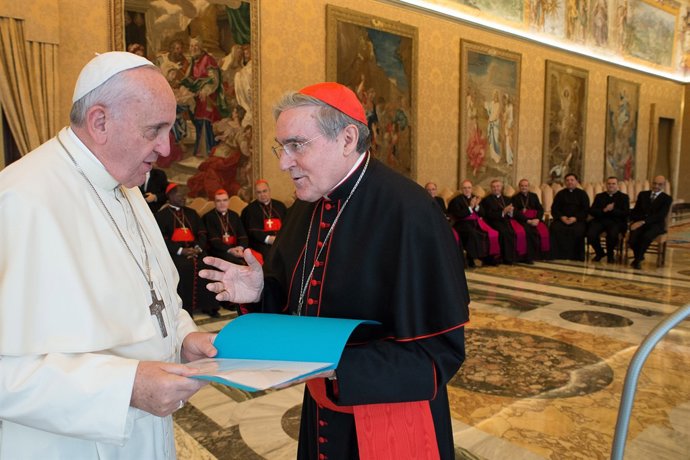 El papa i el cardenal Lluís Martínez Sistach en una trobada anterior