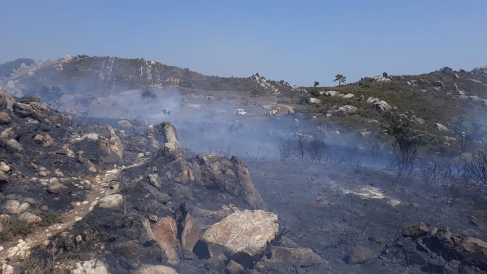 Incendio en el Paraje Valdeinfierno en Los Barrios 