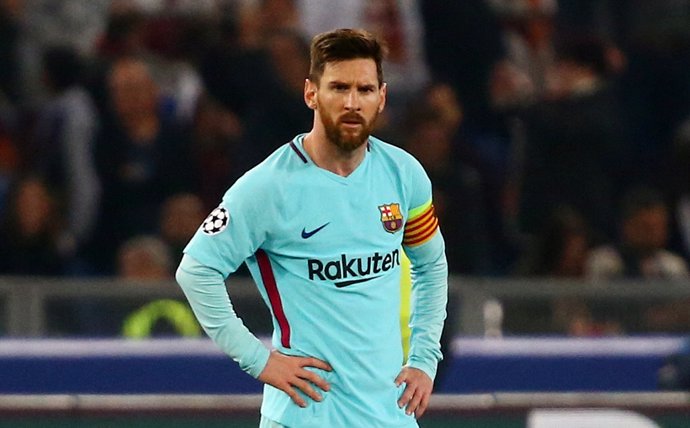 Leo Messi durante el AS Roma-FC Barcelona