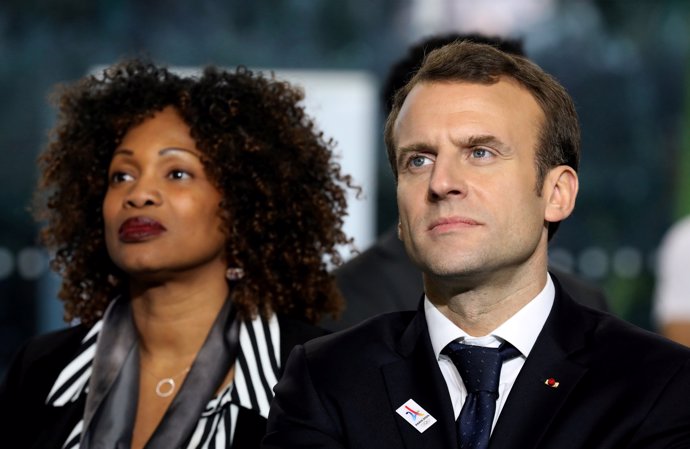 Emmanuel Macron y la ministra de Deporte, Laura Flessel