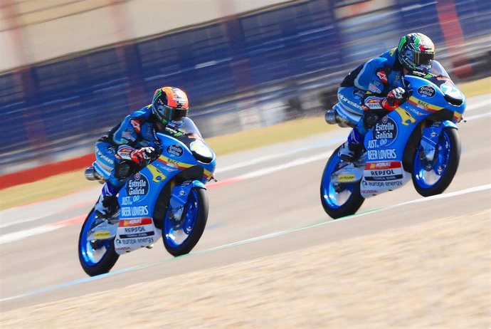 Los pilotos españoles de Moto 3 Arón Canet y Alonso López (Estrella Galicia 0,0)