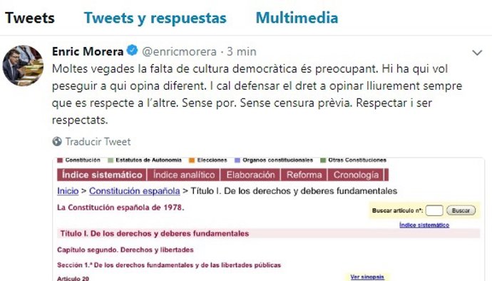 Tuit de Enric Morera 