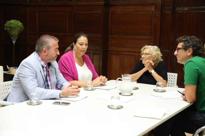 Carmena y representantes de la AVT