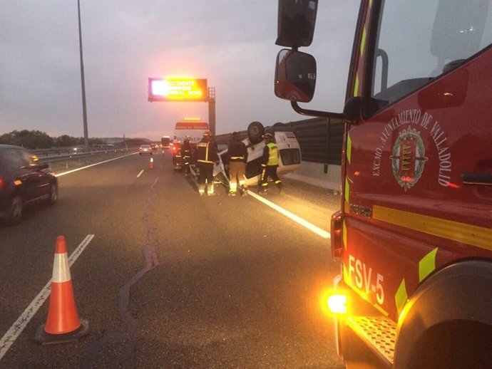 Imagen del accidente en la A-601 en Aldeamayor (Valladolid)
