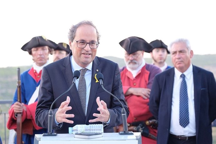 El president de la Generalitat, Quim Torra, durant el seu discurs a Talamanca