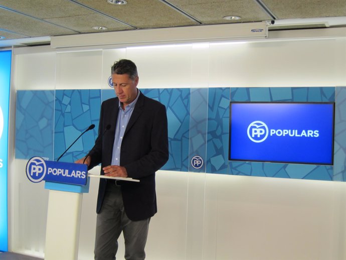 El presidente del PP de Catalunya, Xavier García Albiol, en rueda de prensa
