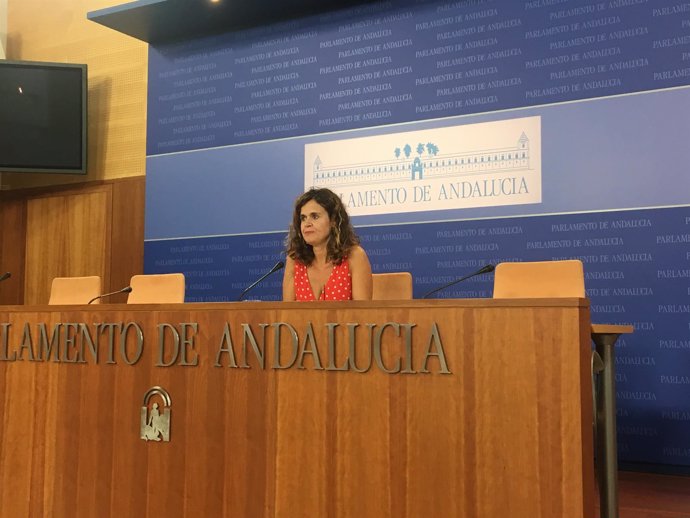 Esperanza Gómez, de Podemos Andalucía, en rueda de prensa