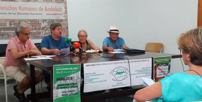 Rueda de prensa en Sevilla del Movimiento Andaluz en Defensa de las Pensiones