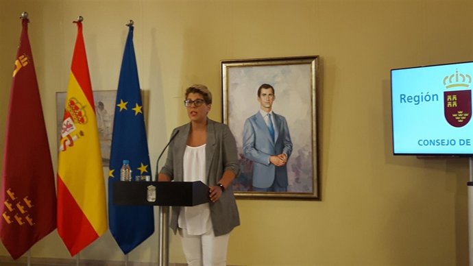 La portavoz del Gobierno regional, en la rueda de prensa