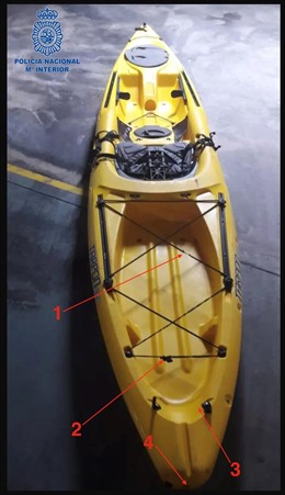 El kayak robado, que fue puesto a la venta en una plataforma digital