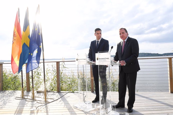 Pedro Sanchez con el primer ministro sueco Stefan Lofven