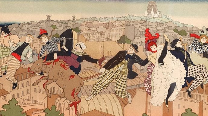 Pierre Marie Louis Vidal, cubierta de La Vie à Montmartre, 1897. Litografía.