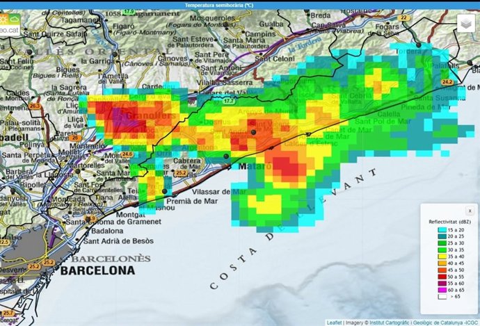 Zona d'afectació de la tempesta en el Vallès Oriental i el Maresme