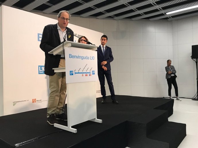 El president de la Generalitat, Quim Torra, en la inauguració de l'L10 