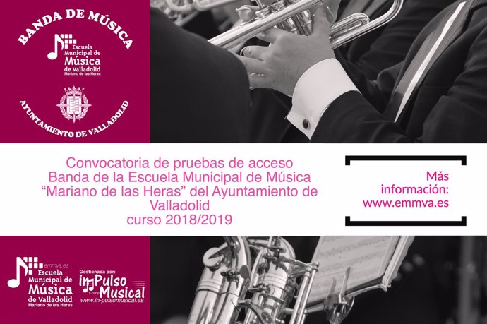 Cartel pruebas de acceso Escuela Municipal de Música de Valladolid 10-9-2018