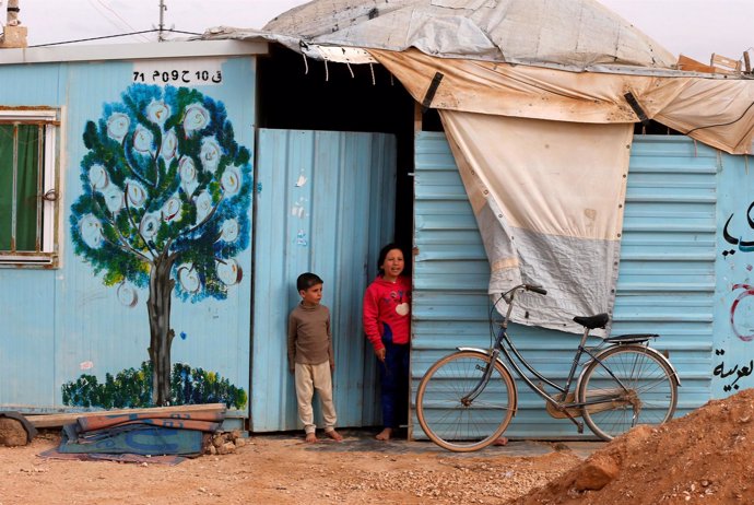 Niños sirios en el campo de refugiados de Zaatari, en Jordania