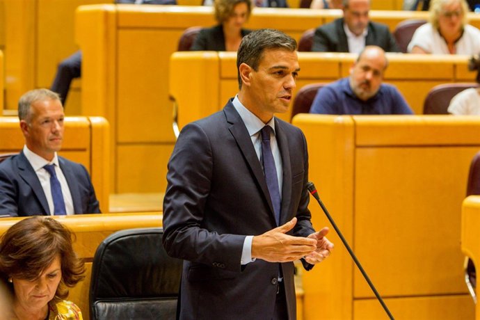 Pedro Sánchez en la sesión de control al Gobierno en el Senado
