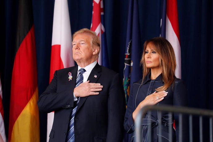 Trump y Melania durante un acto por el 17 aniversario del 11-S